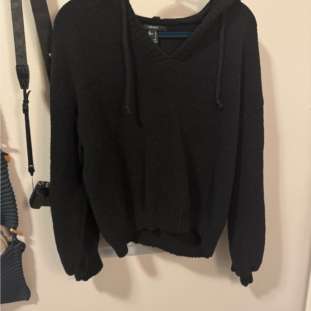 Black Knit Hoodie